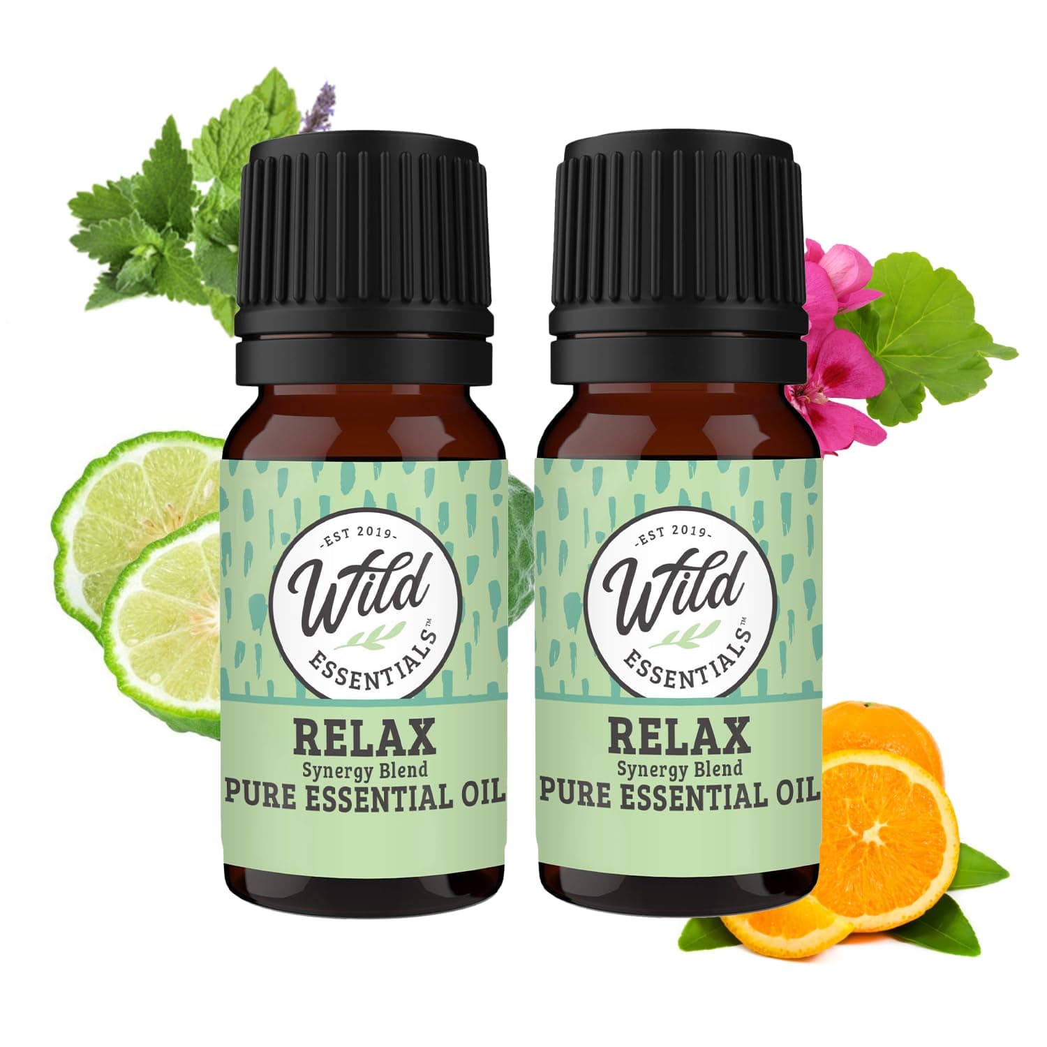 Wild Essentials Relax 100% Pure Essential Oil Synergy Blend 2 Pack - 10ml, Therapeutic Grade - Stress Ease, angst, Mood, Sleep, Calming, Mindfulness, Meditation, Made in The USA
