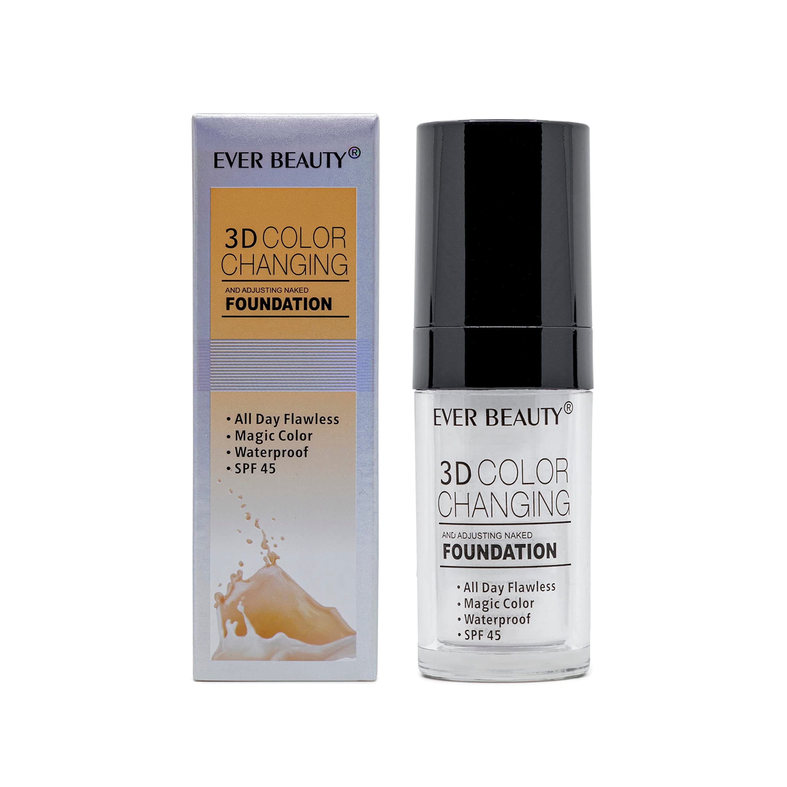 Ever Beauty 3D Color Changing Foundation | Face Makeup Concealer for Different Skin Tones | Sunscreen With SPF 45 | Superstay Waterproof Flawless Cream 35 ml