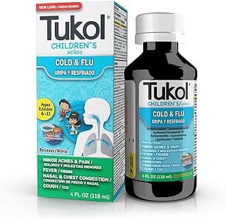 Children's Cold & Flu Kids Cold and Flu Medicine, Children's Cough and Cold Medicine, Multi-Symptom Relief for Fever, Aches, Nasal Congestion, Berry-Flavored, 4 fl oz