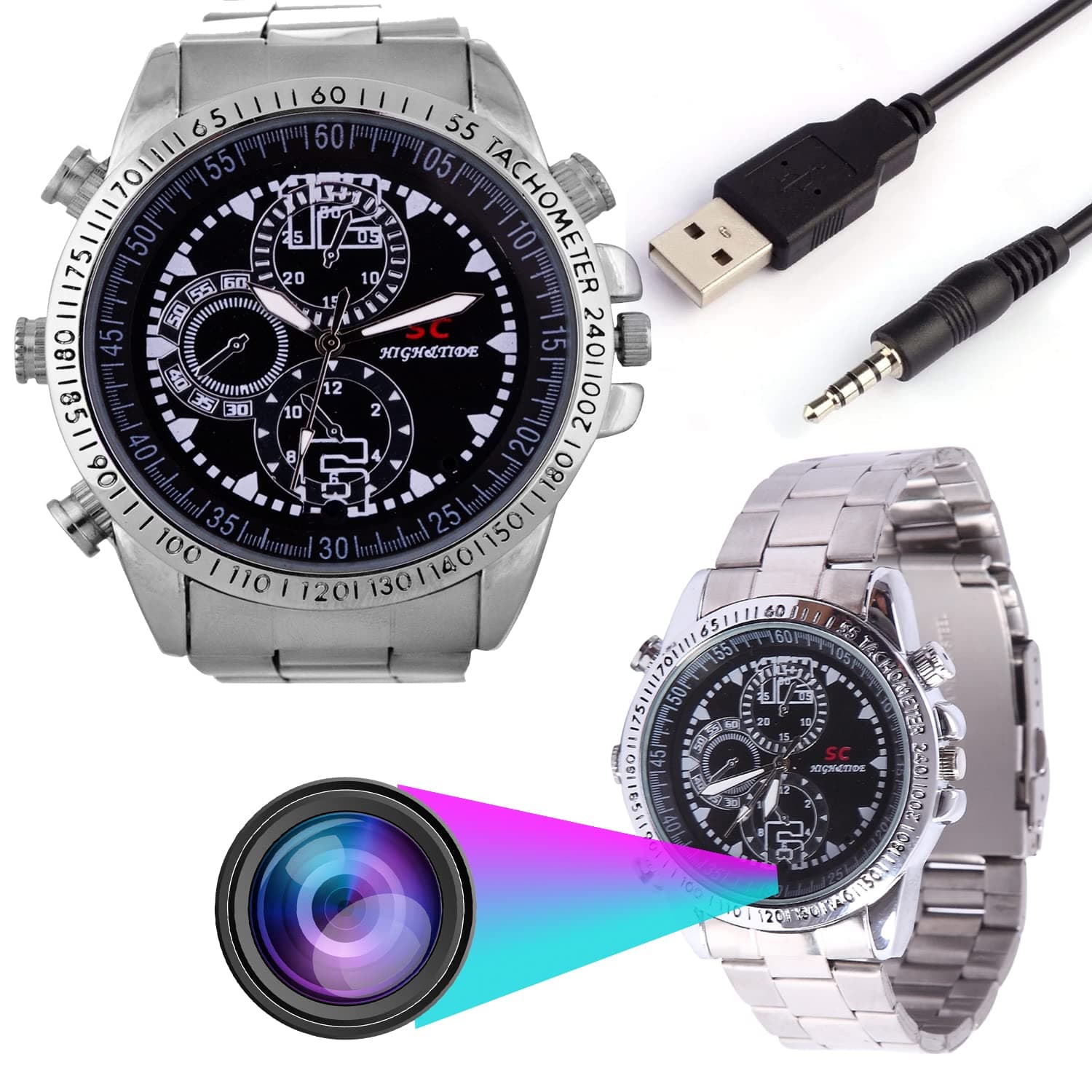 m mhb Wrist Watch Hidden Recording Camera While Recording no Light Flashes. Watch Camera Inbuilt 4gb Memory. for Indoor and Outdoor use.