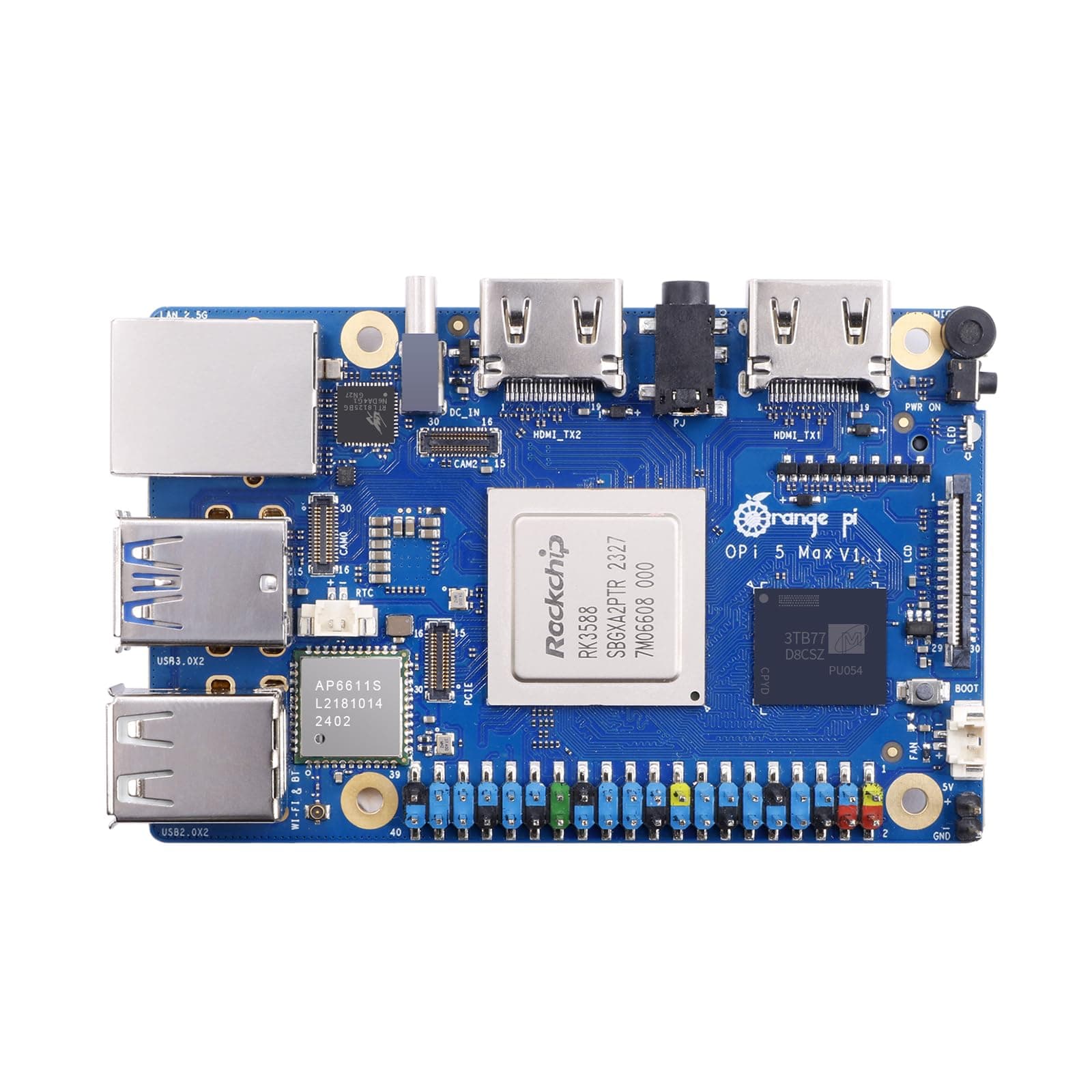 Orange Pi 5 Max 16GB RAM LPDDR5 Rockchip RK3588 Development Board, 8K Video Decoding, 2.4GHz Frequency, M.2 PCIE 2.5G LAN, Wi-Fi 6E+BT 5.3/BLE, Single Board Computer