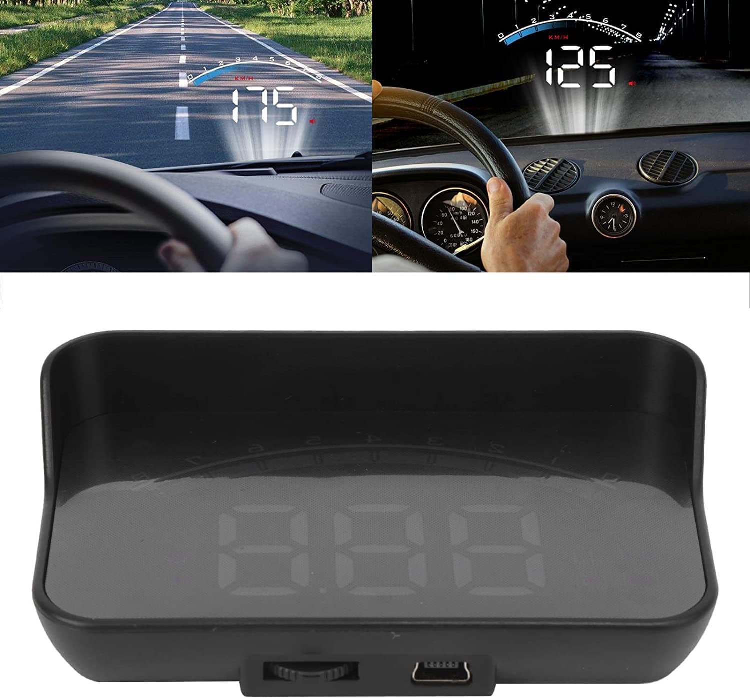 EVVIX® Car HUD Display, Car Head Up Display Projector 5.5 Inch HD Screen Digital Speedometer, OBDII Interface, RPM, Voltage, Overspeed Alarm, Engine Failure Alarm