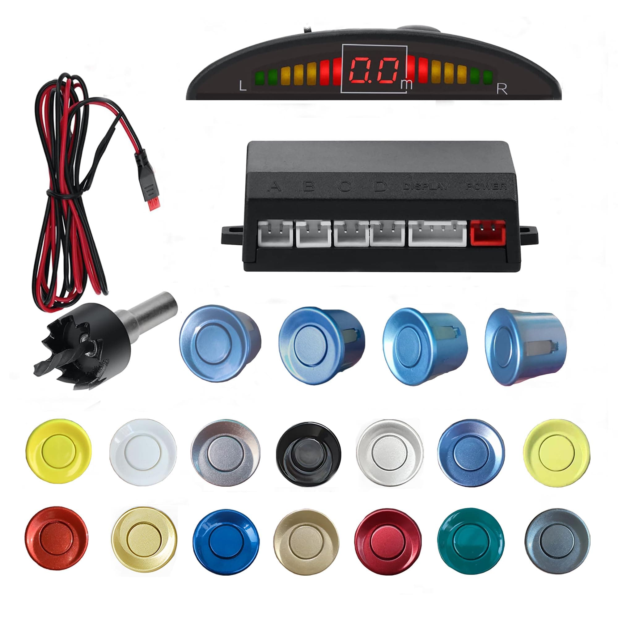 Parking Sensor Kit Backup Sensor Kit Reverse Sensor for Car 18 Color Options for Probes Adjustable Alarm Volume Professional Sensore de Reversa para Carro Safe Driving Assistant(Light Blue)