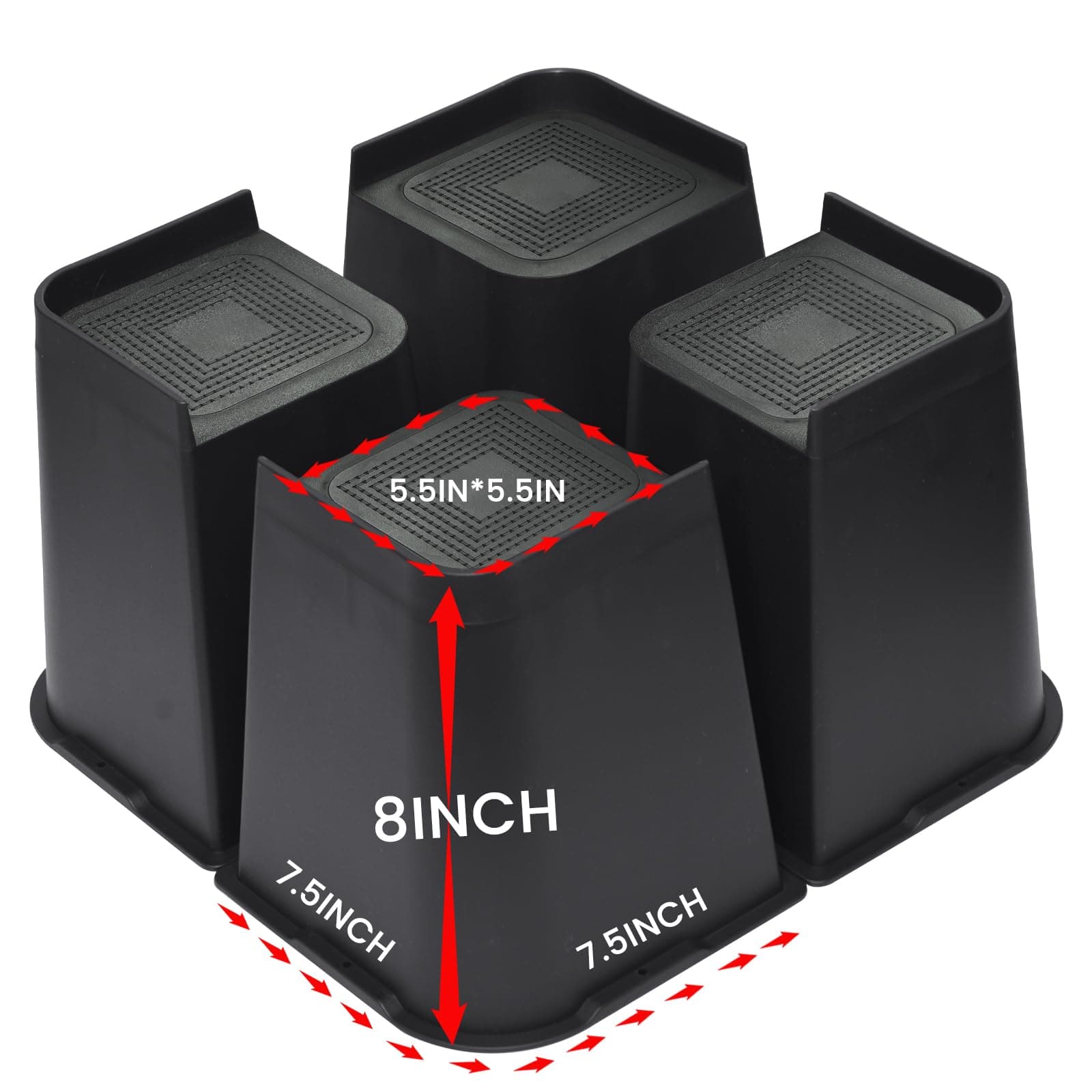 Bed Risers 8 inch, Oversized Furniture Risers, Support Up to 6000 Lbs, Lift 8 inch for Couch, Sofa, Table,Chair (Black 4 Pack, 8 inch)