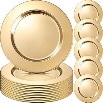 12 Pcs Gold Stainless Steel Charger Plates 13 Inch Round Metal Charger Plates Bulk Mirror Elegant Charger Luxury Table Decor for Wedding Dinner Party
