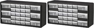 Akro-Mils 26-Drawer Plastic Drawer Storage Cabinet for Garage Organization, Bead Organizer, Building Bricks Storage, Teacher Toolbox, Makeup Organizer, 20-Inch W x 6-Inch D x 10-Inch H, 10126 Black