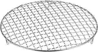 HARFINGTON Round Cooking Rack 9-inch 201 Stainless Steel Cross Wire Barbecue Grill Net with 20mm Legs for Cooking Baking Steaming BBQ