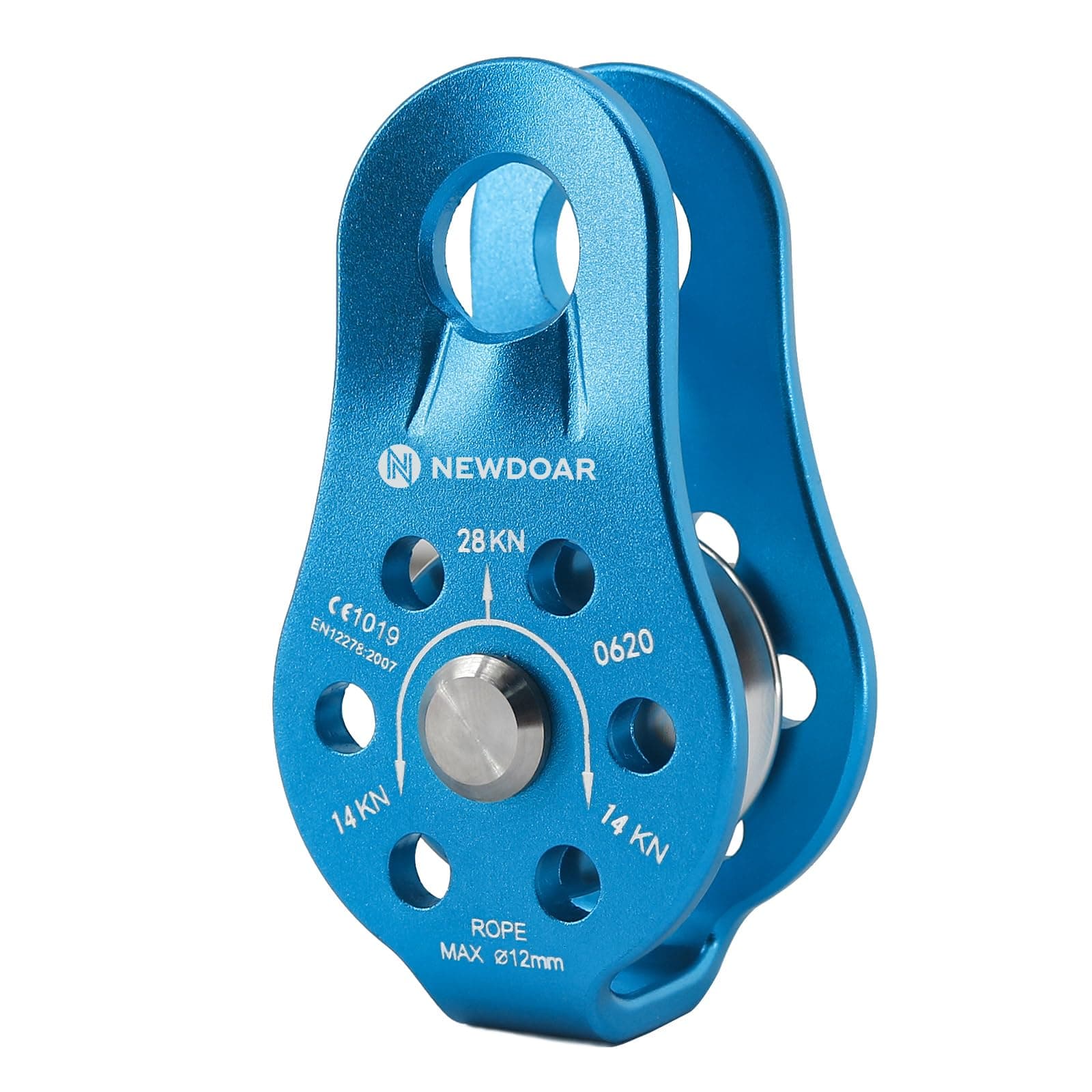 NewDoar Fixed Plate Micro Pulley,28KN CE Certified General Purpose Small Aluminum Rope Pulleys for Climbing/Aloft Work/Rappelling/Rescue Etc