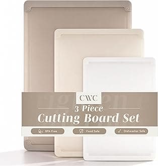 COOK WITH COLOR Extra Large Cutting Board Set, Jumbo-Sized Boards with Rubber Border for Enhanced Cooking Experience, 3-Piece, Brown