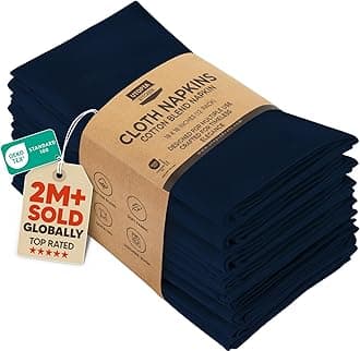 Utopia Kitchen Navy Blue Cloth Napkins [12 Pack, 18x18 Inch] Absorbent Cotton Blend Washable and Reusable for Dinner, Restaurant, Lunch, Wedding and Hotel