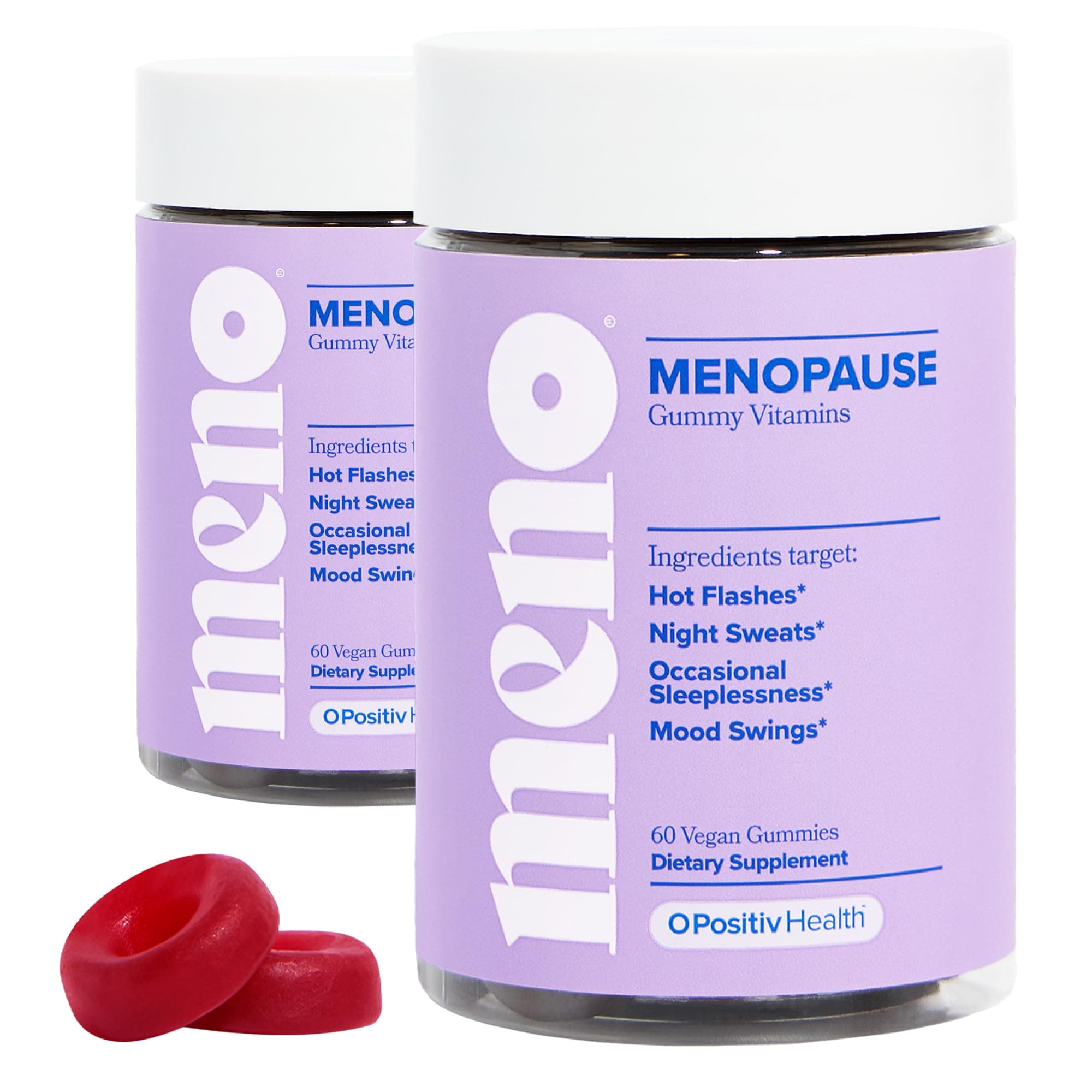 MENO Gummies for Menopause, 30 Servings (Pack of 2) - Hormone-Free Supplements for Women with Black Cohosh & Ashwagandha KSM-66 - Helps Alleviate Hot Flashes, Night Sweats, & Mood Swings
