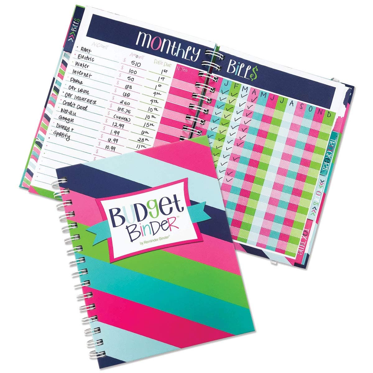 12-Month Budget Planner Bill Tracker Organizer w/Calendar & Pockets for Financial Management 354 Stickers | Budget Binder™
