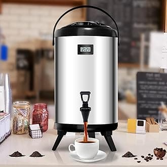 nsulated Beverage Dispenser - Thermal Hot and Cold Tea Dispenser - Stainless Steel 12L/3.2Gal with Spigot for Hot Coffee & Tea, Cold Milk & Juice - (Silvery)