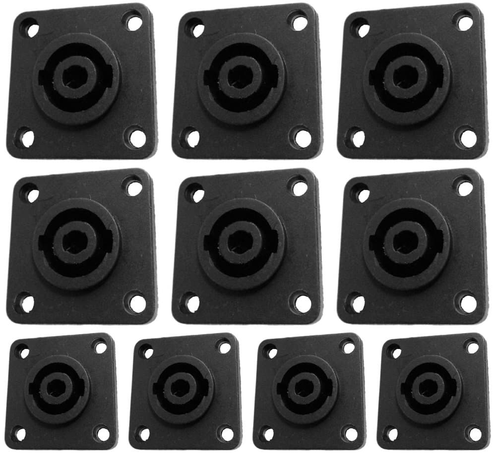 Speaker Jack Twist Lock 4 Pole Square (Rectangle) - Speakon Female Socket Panel/Chassis Mount - Compatible with Neutrik Speakon NL4MP, NL4MPR, NL4FC, NL4FX, NLT4X, NL4 Serie (10 Pack)