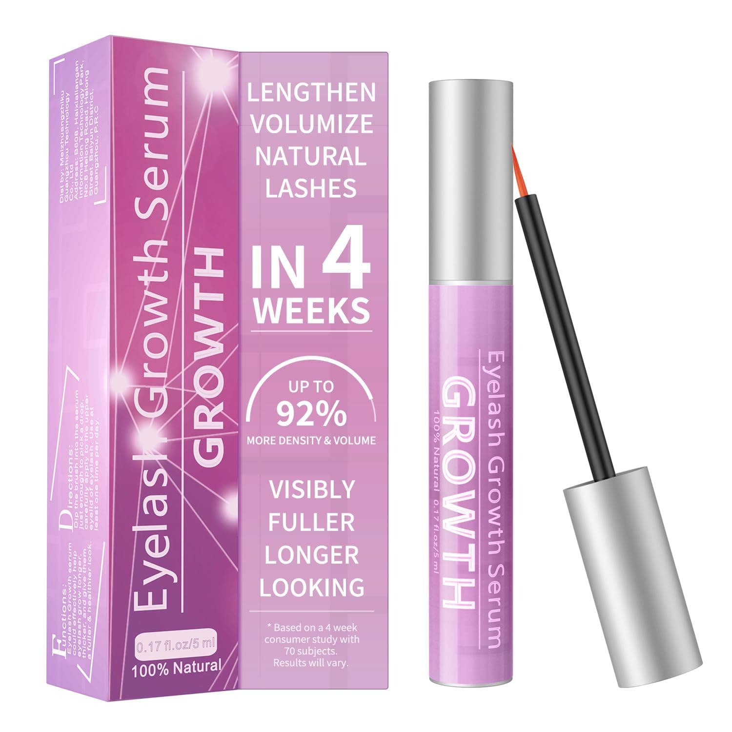 Eyelash Growth Serum Volumizing Lash For Longer & Thicker Enhancing With Natural Formula Vegan Cruelty-Free (5Ml)