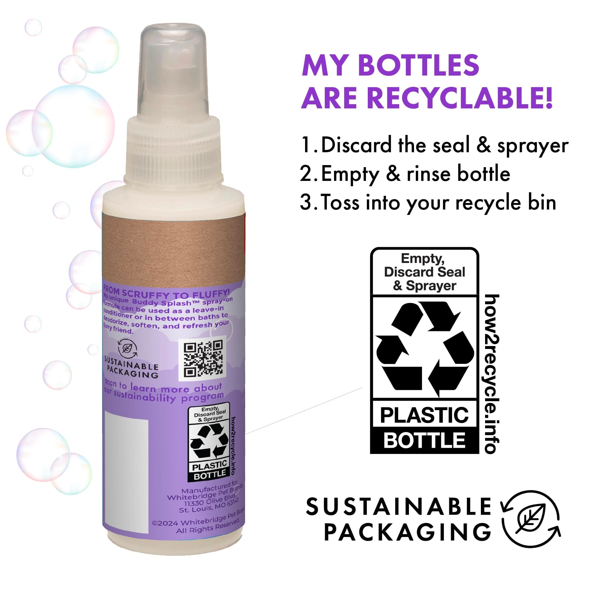 Cloud Star Buddy Splash Spritzer & Conditioner, Lavender & Mint, 4-Ounce Bottles (Pack of 6)