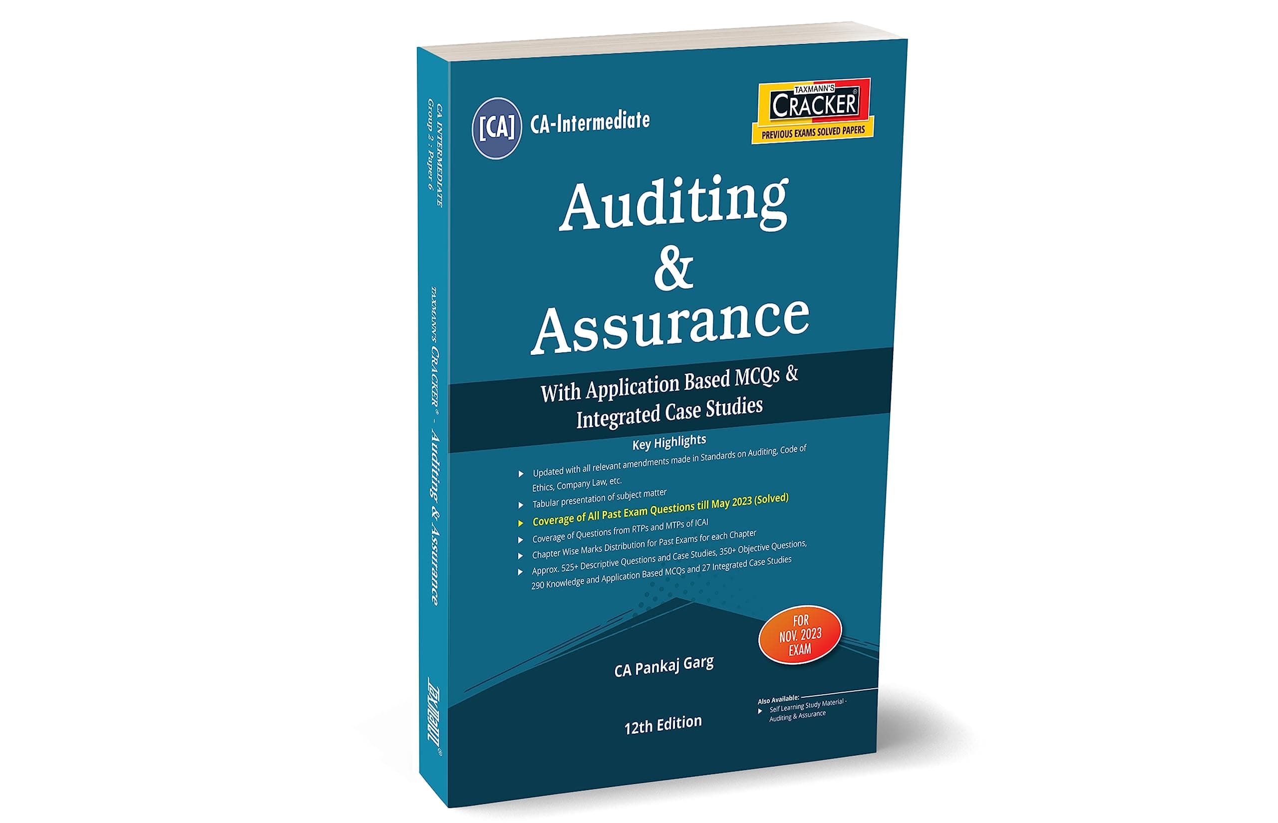 Taxmann's CRACKER for Auditing & Assurance with Application Based MCQs & Integrated Case Studies (Paper 6 | Auditing) – Covering past exam questions & detailed answers | CA Inter | Nov. 2023 Exam Paperback – 5 July 2023