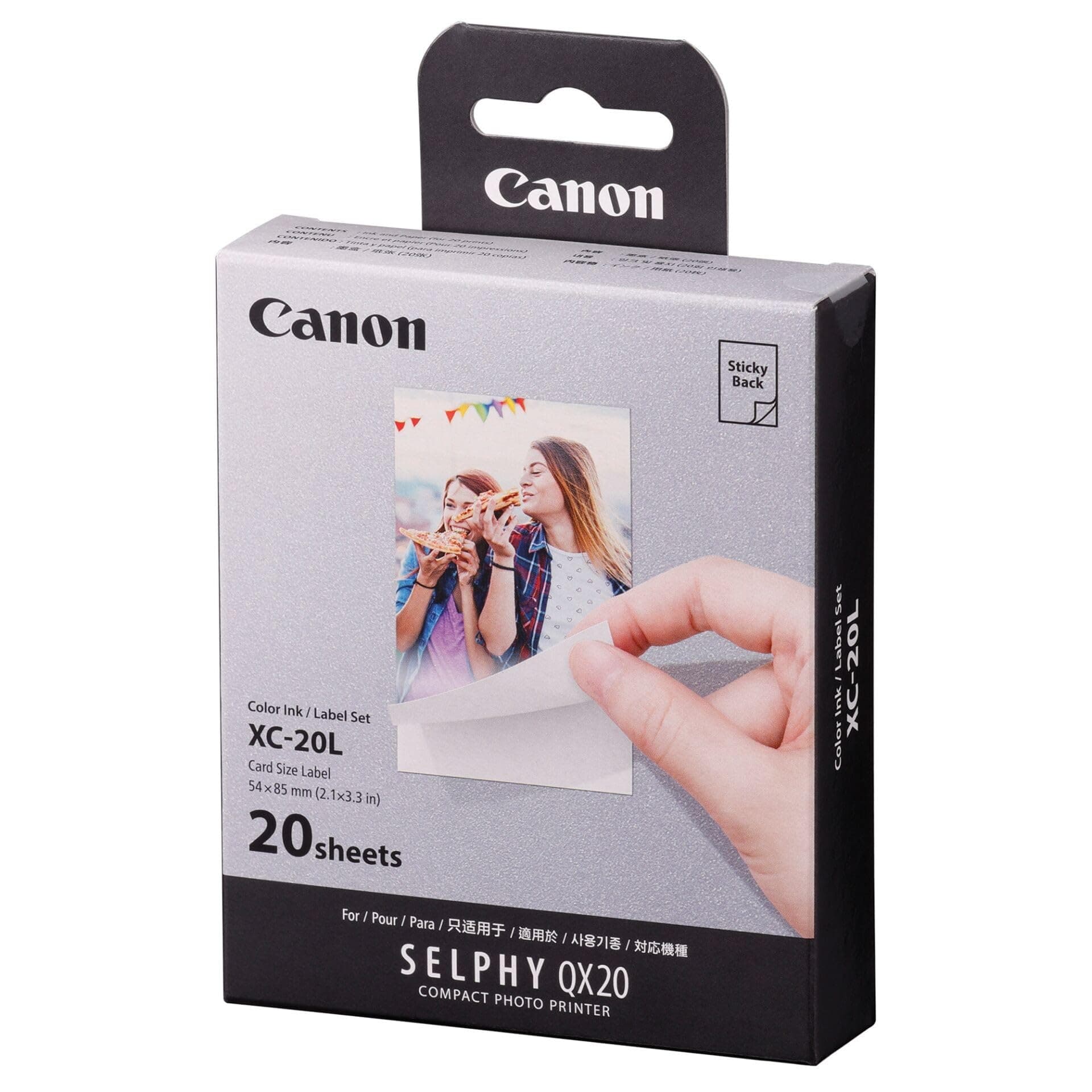 Canon XC-20L Genuine Ink + Paper Set, for SELPHY Square QX20-20 Prints