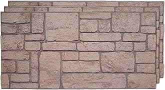 IZODEKOR 3D Brick Effect Wall Panels - Cladding, Stone Look, Styrofoam Panels for Living Room, Kitchen, Bathroom, Balcony, Bedroom, Back of Counter, and Teras | Ancient Traces, 3 Pack