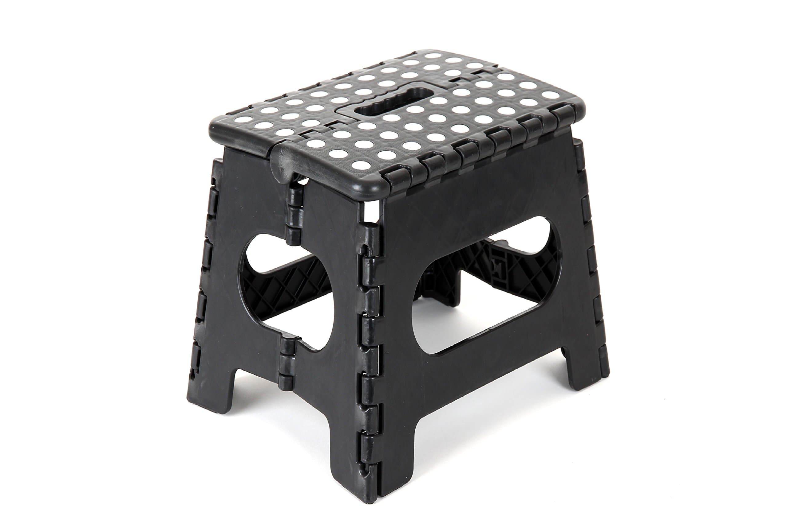 Epica Folding Step Stool – Ideal for Kids and Adults-Non-Slip 9” x 11” Platform - Adds 9 Inches of Height - Holds Up to 350 lbs. - Black