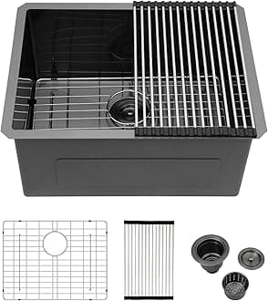 24 Inch Black Undermount Laundry Sink