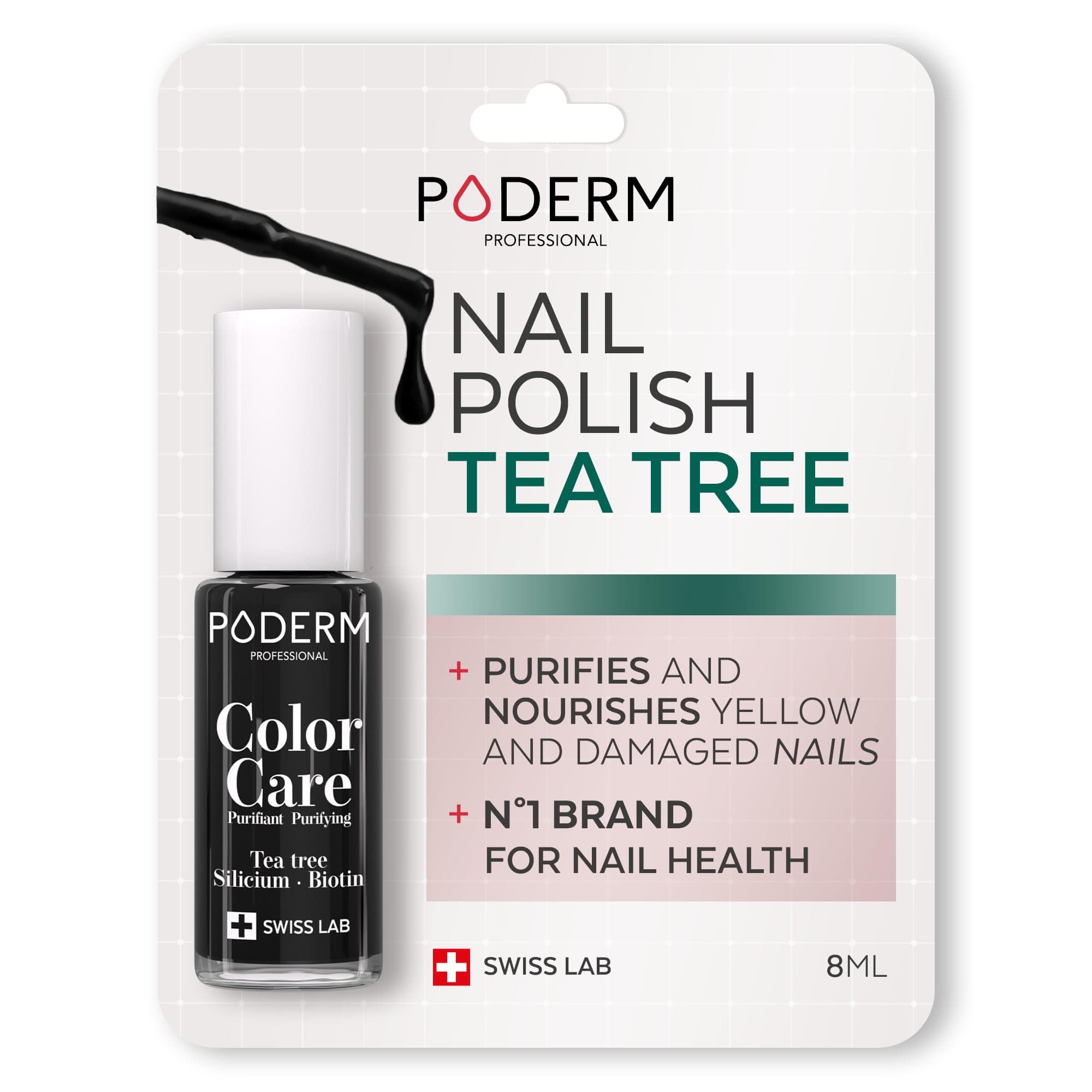- PODERM Nail Polish – Enriched with Tea Tree & Biotin – Improves Nail Appearance – Vegan Formula – For Hands & Feet – Swiss Made (Jet Black)