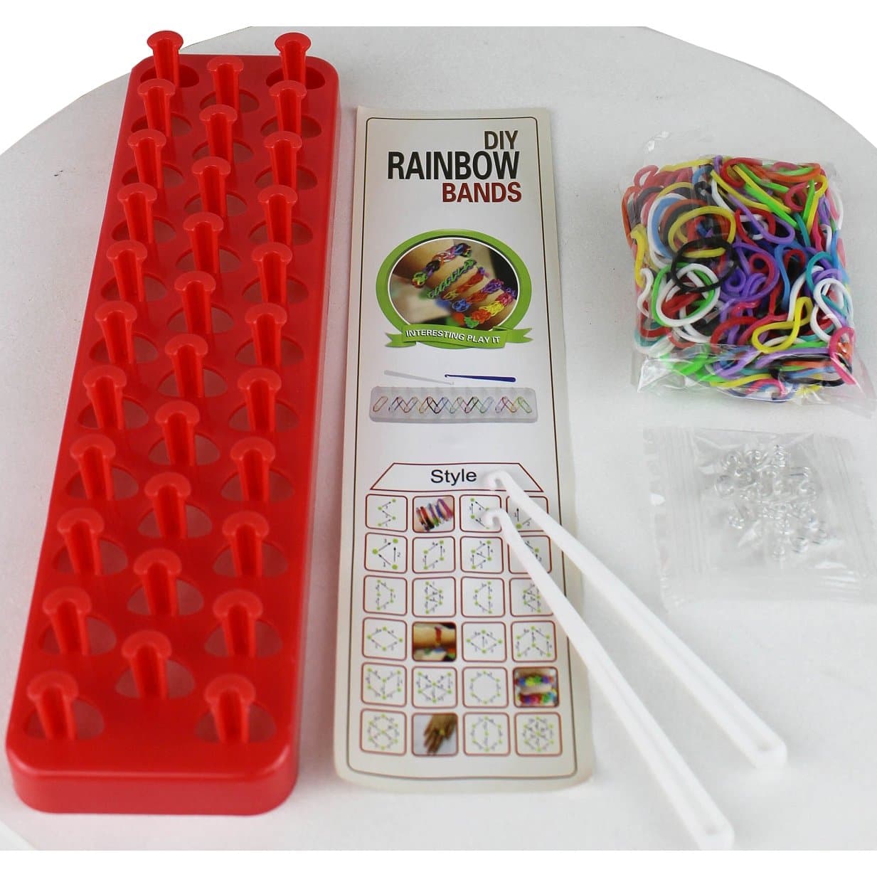 DIY Rubber Band Loom Kit (Loom Color Will Vary)