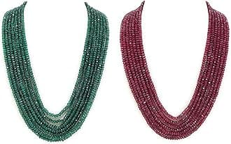 Classic Ruby & Emerald Jade 7 Layer 4 mm Semi Precious Gemstone Necklace for Women, 4 mm, Gemstone, gemstone