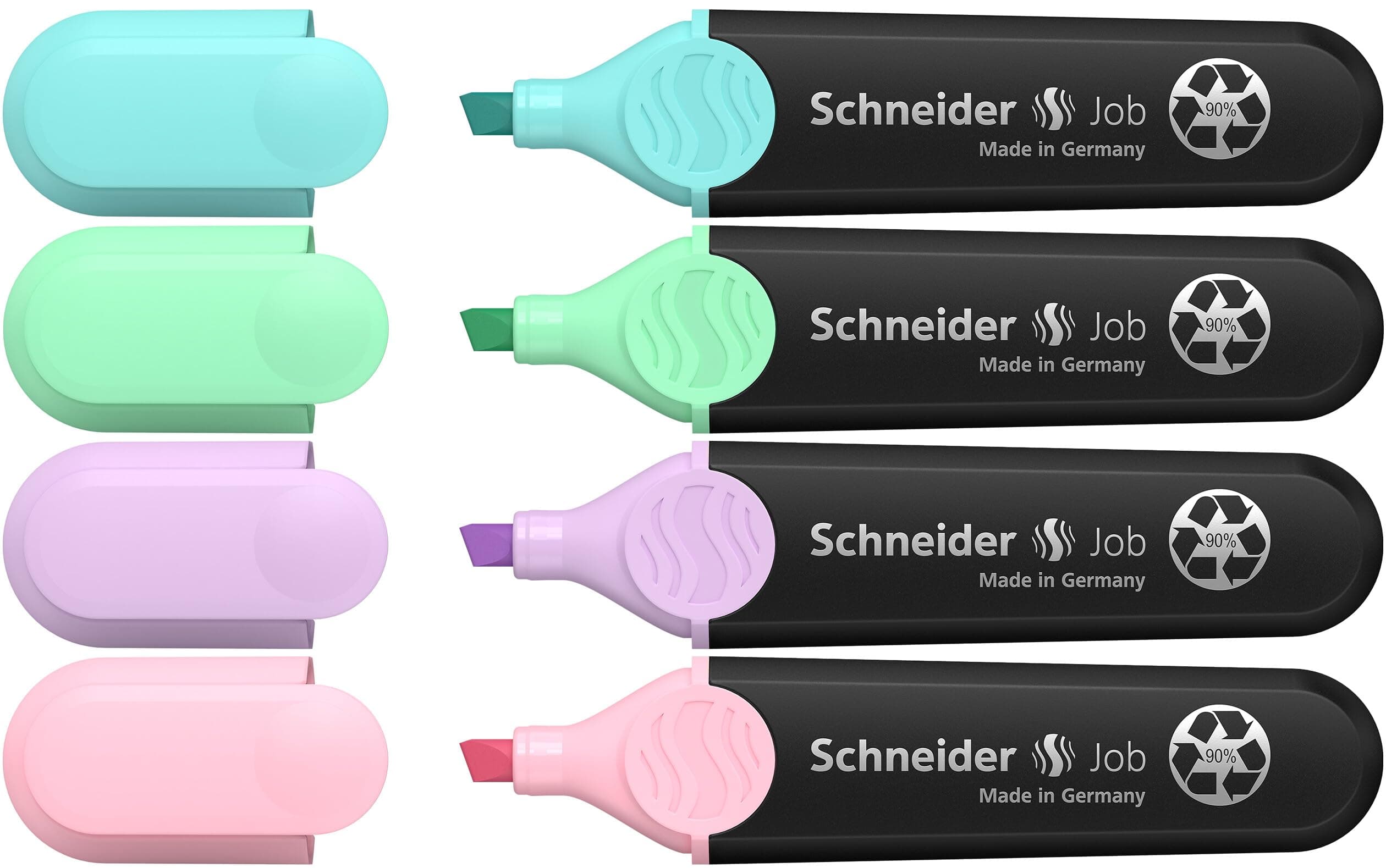 Schneider Pastel Job Highlighter Marker, Chisel Tip, Turquoise, Mint, Lavender, Light Pink, 4 Pack (115098)