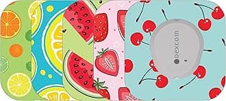 Glucomart Mini Adhesive Patches for Dexcom G7, Stelo & Infusion Sets – 5-Pack Waterproof, Sweatproof CGM Overpatches – Hypoallergenic CGM Sensor Patches (Fruits)