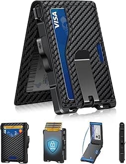 Wallet for Men, Minimalist Slim Mens Wallet with Money Clip, RFID Blocking Smart Pop Up Card Wallet with ID Window, Compact Bifold Wallet, Metal Aluminum Credit Card Holder