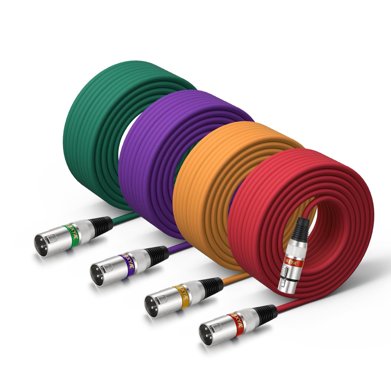 EBXYA XLR Cable 50 Feet - DMX Cable with 3 Pins Balanced Shielded XLR Male to Female Mic Cable Cords (4 Colors)