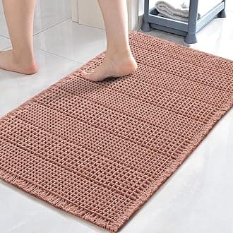 Upgraded Waffle Bath Mat Super Absorbent Non Slip Bath Rug Soft Pink 24" x 36"