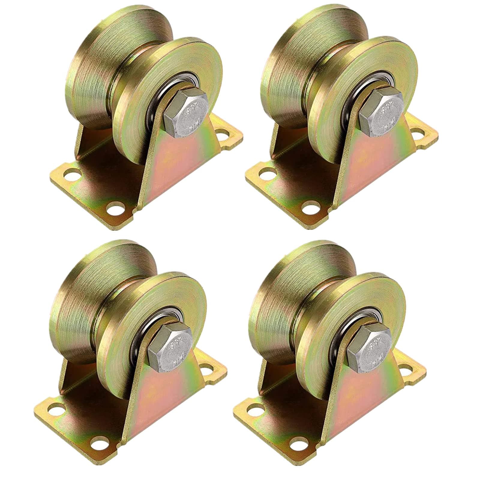 Lyplus 4-Pack 660 lbs Heavy-Duty 2in V-Groove Casters with Brackets for Sliding Gates Wheel, Rolling Gates and Industrial Machines