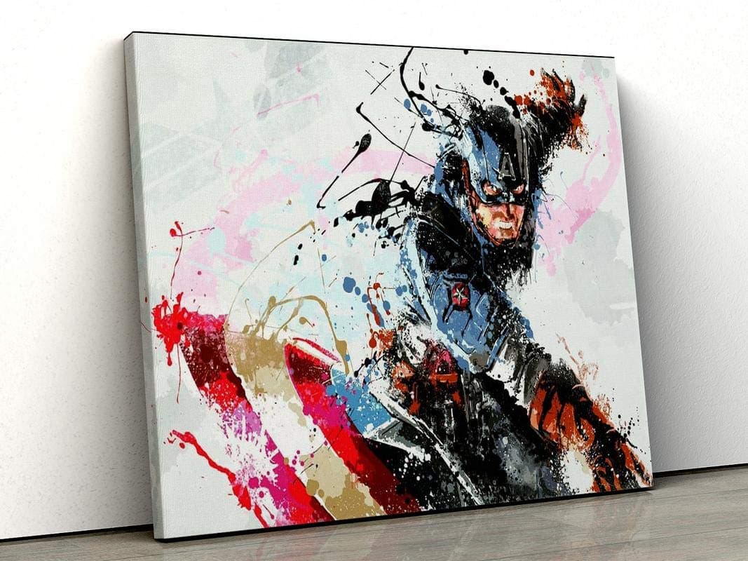 52 North Captain Superhero Comic book character splatter Framed Canvas Print Wall Art gift wall art (A1)