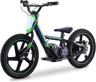 OLALA Electric Dirt Bike for Kids Aged 5-10, 340W Racing Grade Electric Motorcycle with Aluminum Frame, Up to 12MPH & 3 Speed Settings, Safe Disc Brakes, 16IN Knobby Tires