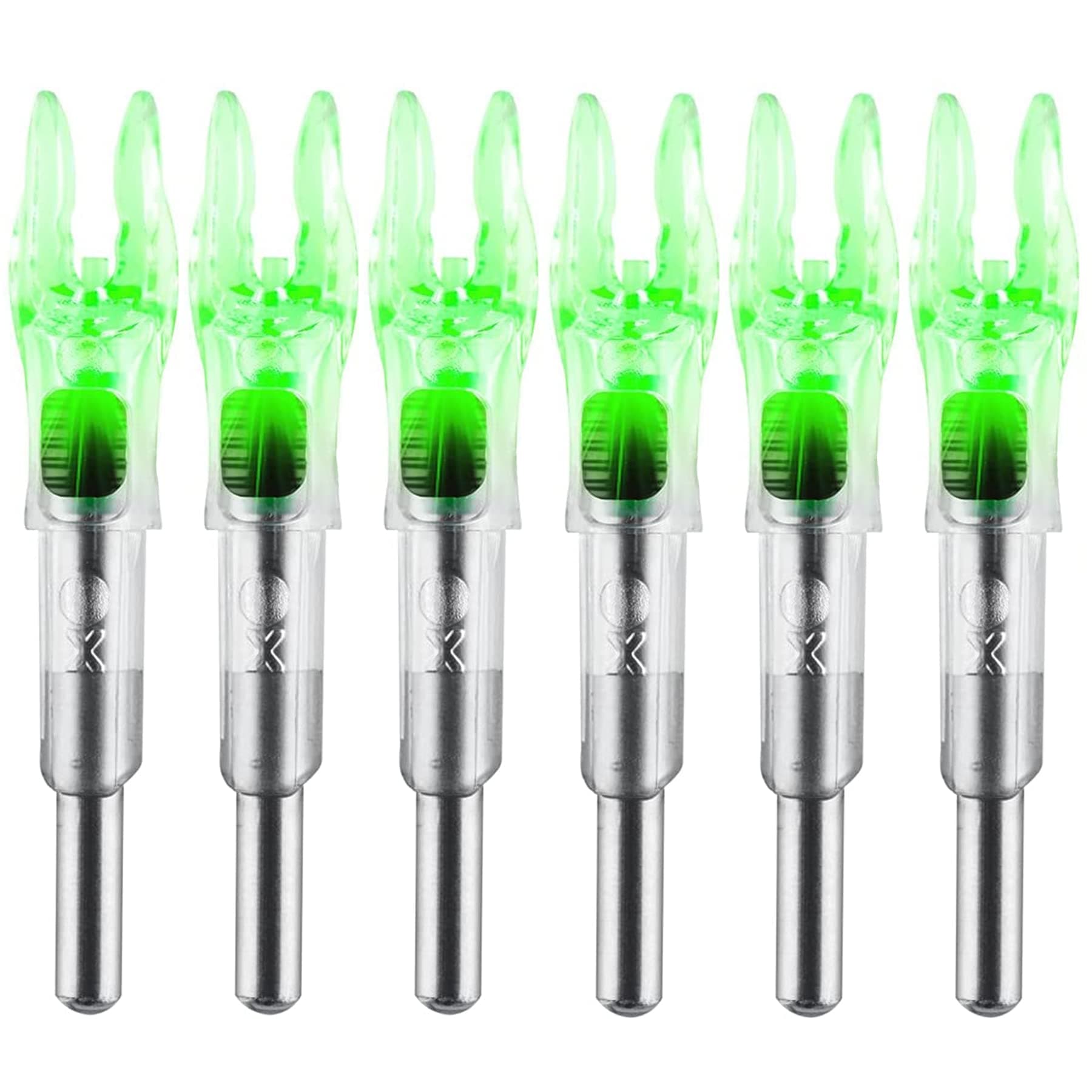 6PCS X Lighted Nocks for Arrows with .204 .233 .244 .246 Inside Diameter with H, S, GT Bushings High-Visibility LED Arrow Nocks, ON/Off Switch Included