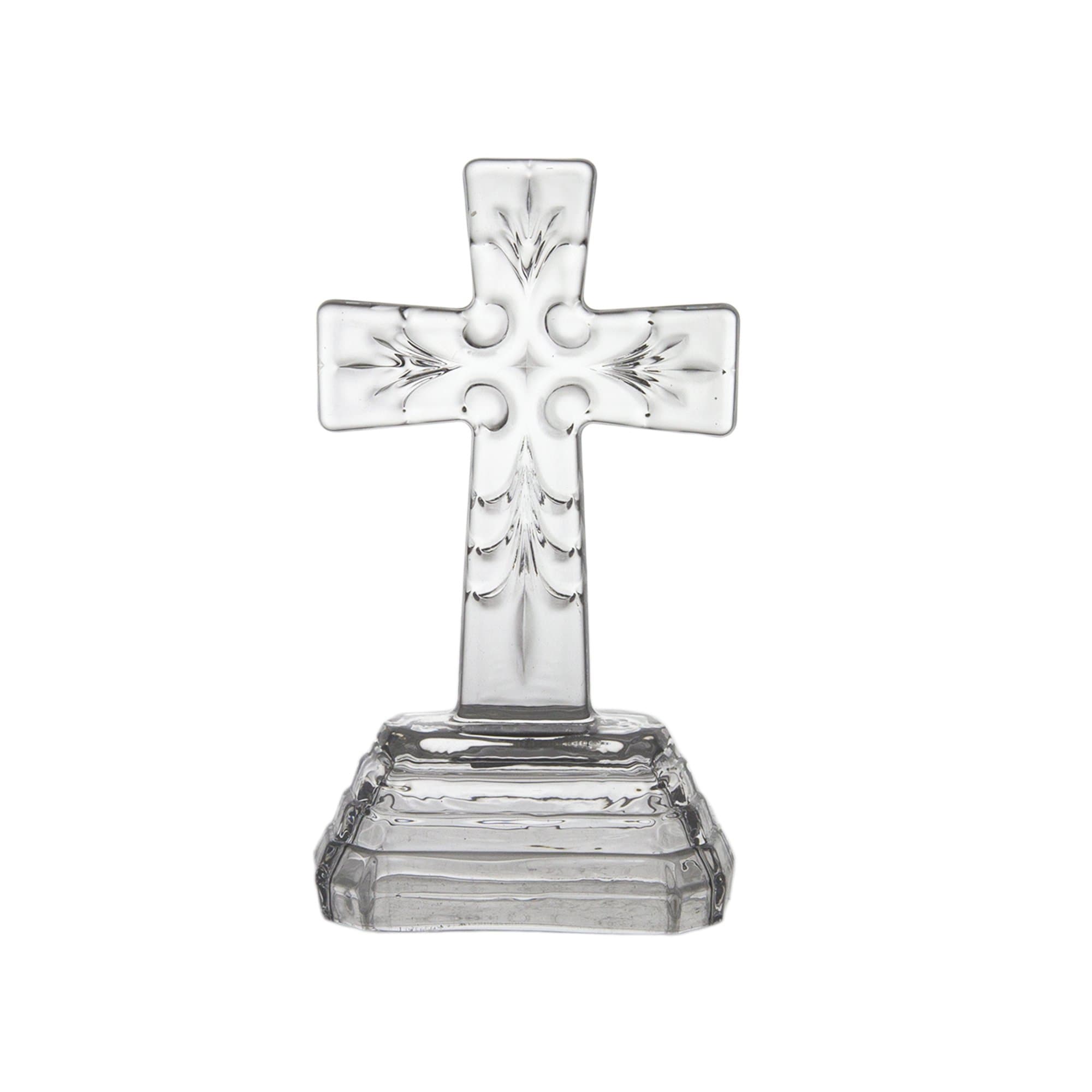 Religious Keepsake 6 pcs Clear Medieval Floral Design Glass Cross Favors