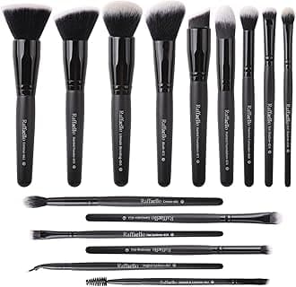 Raffaello Makeup Brushes 15Pcs Makeup Brush Set Premium Synthetic Powder Foundation Contour Blush Concealer Eye Shadow Blending Liner Make Up Brush Kit