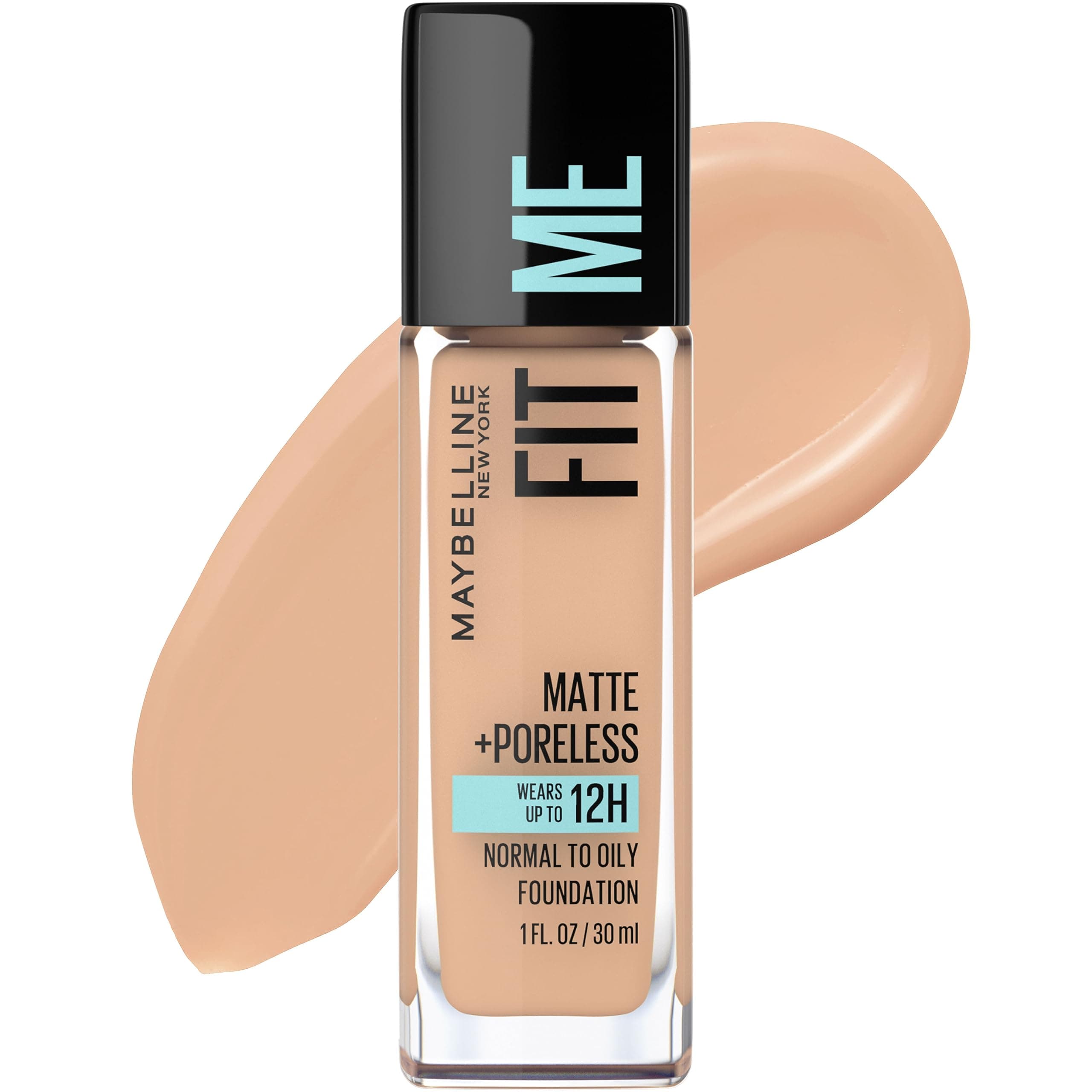 Fit Me Matte + Poreless Liquid Oil-Free Foundation Makeup, Pure Beige, 1 Count (Packaging May Vary)