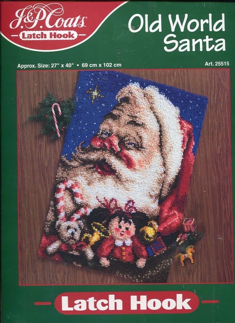 J.&P. Coats Latch Hook Rug Kit ~ Christmas Old World Santa Claus
