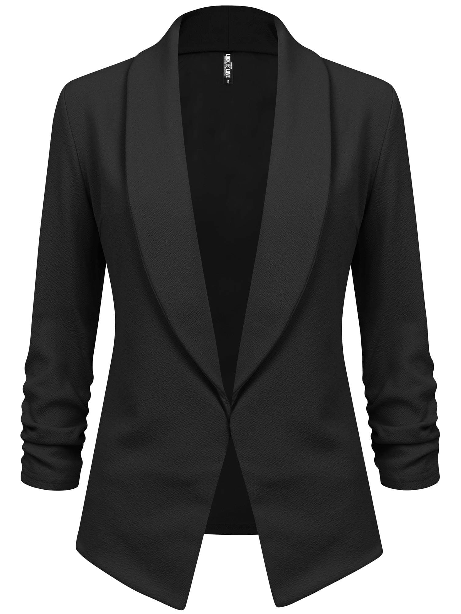 Women 3/4 Sleeve Blazer Open Front Cardigan Jacket Work Office Blazer