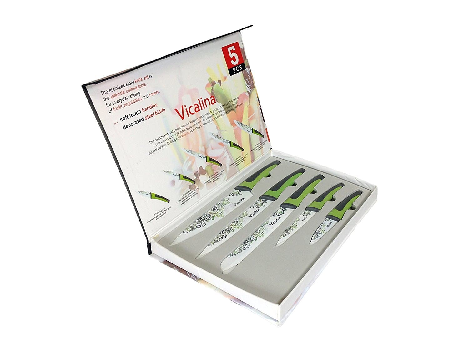 Modern 5-Piece Stainless Steel Kitchen Knife Set With Soft Touch Handle