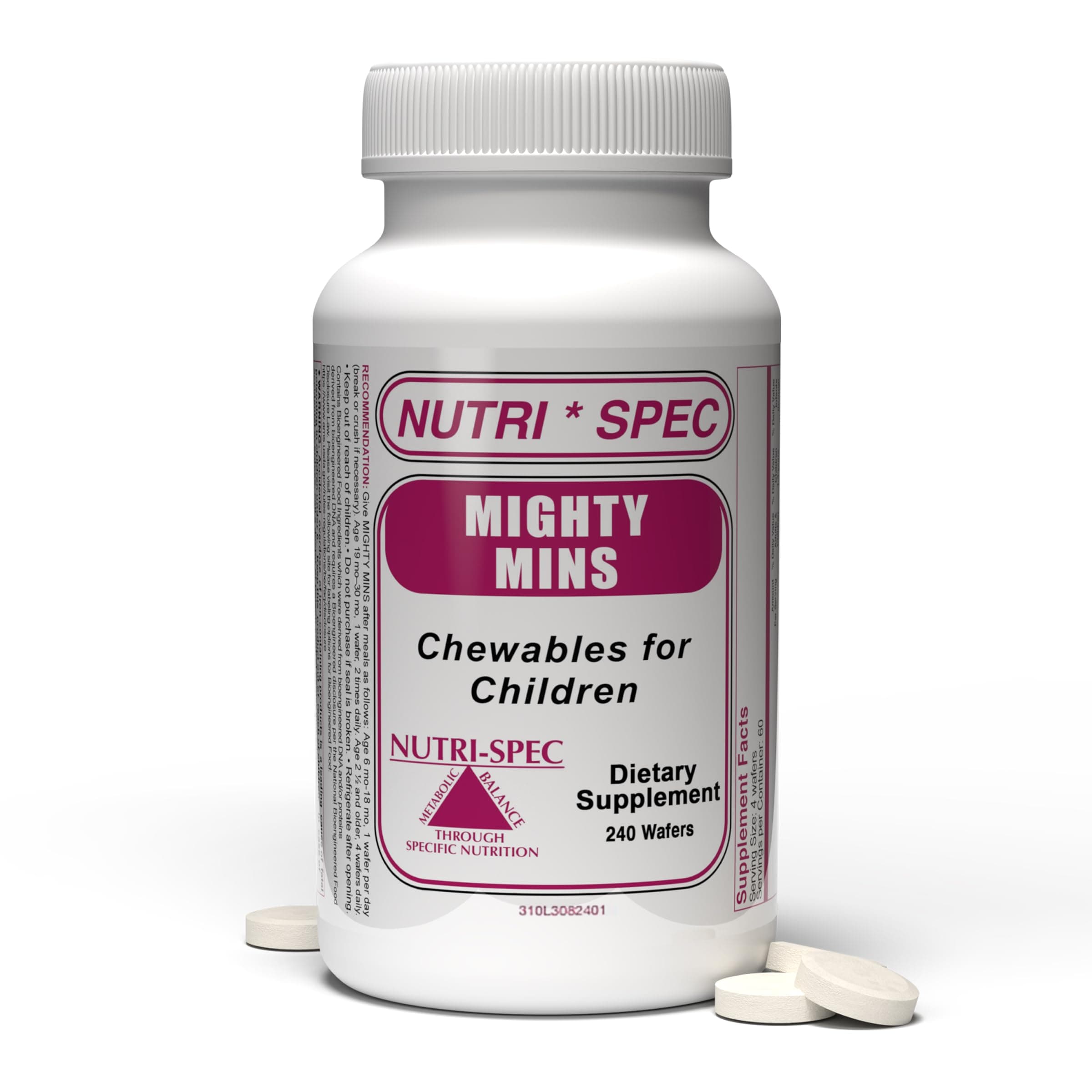 Mighty-Mins - Multivitamin for Kids with Iron in Chewable Form - for Children from 6 Months Through Adolescence - Easier to Absorb, Gentle On Digestion - 240 Wafers