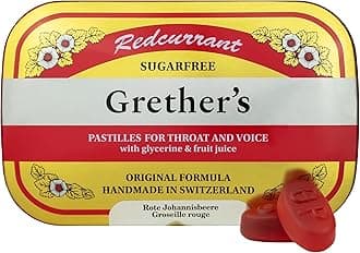 GRETHER'SSugarfree Redcurrant Pastilles for Dry Mouth Relief - Soothing Throat & Healthy Voice - Long-Lasting Fruit Flavor, Gift for Singers - Vitamin C - 1-Pack - 2.1 oz.