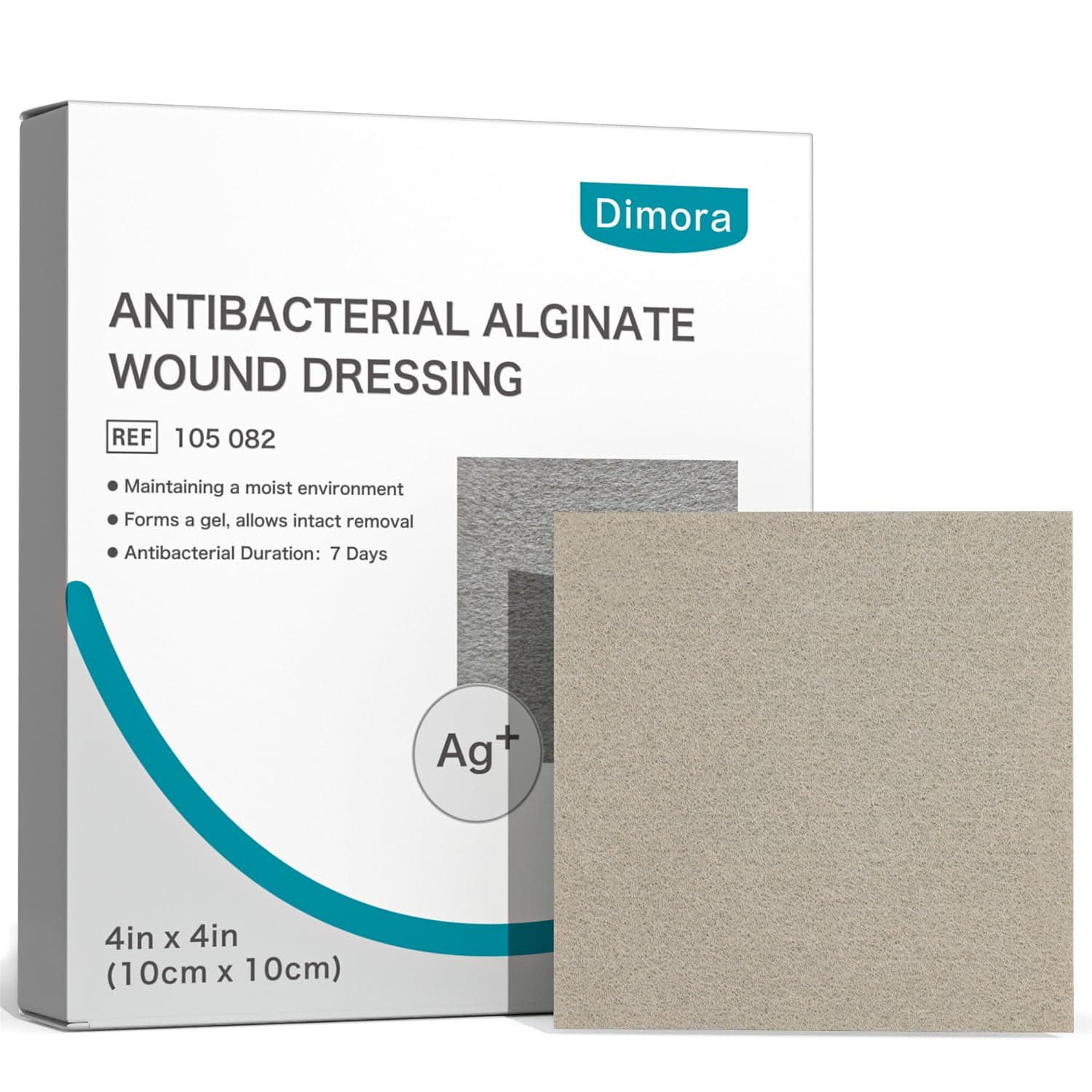 Dimora Upgrade 10 Packs Silver Antibacterial Alginate Wound Dressing Pads，Non-Stick Sterile Gauze，Highly Absorbent & Comfortable，4'' x 4'' Patches
