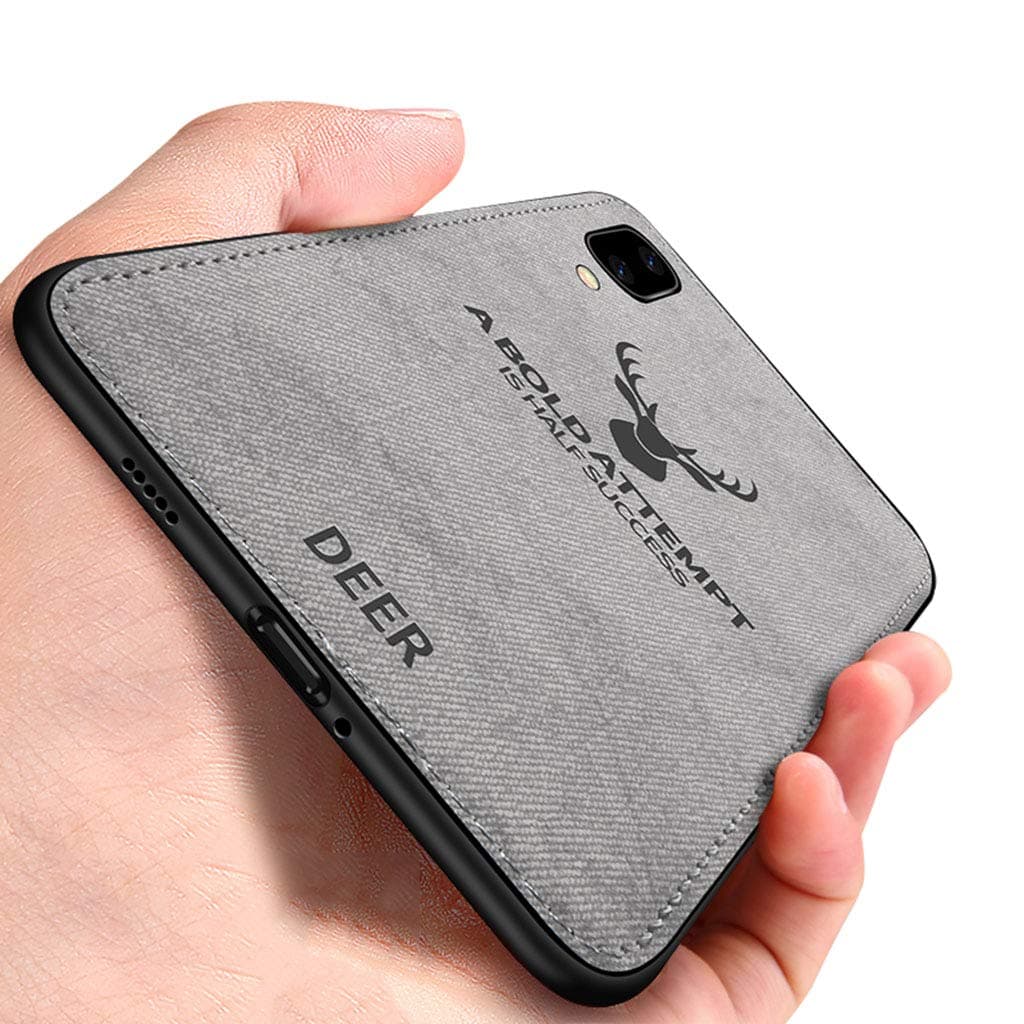 Vivo Nex S Case, Deer Head Art Cloth Case Soft TPU Edge Shock Absorption Non-slip Cleanable Hybrid Cover for Vivo Nex S - Grey