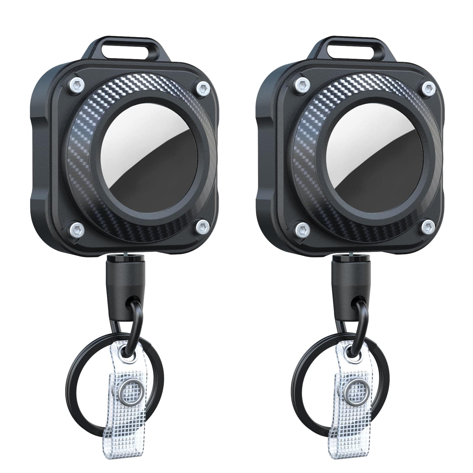 LIUGX 2 Pack Retractable Keychain for Airtag with Belt Clip, for Airtag Holder, Badge Reel with 31.5” Wire Rope, 10,000+ Rebound, 8oz