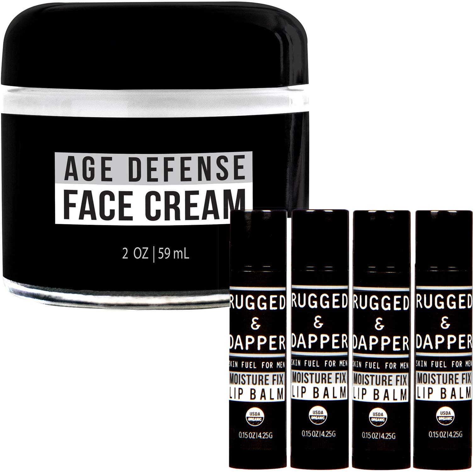 Men's Face Cream and Organic Lip Balm Hydration Bundle