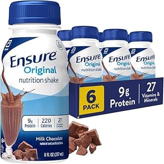 Ensure Original Milk Chocolate Nutrition Shake | Small Meal Replacement Shake | Ready To Drink | 9g Protein, 27 Vitamins and Minerals | 8 fl oz - 6 Pack